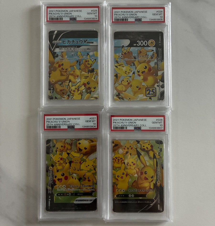 Pikachu V-UNION 25th Anniversary 4 Consecutive PSA10 Pokemon Card Japanese