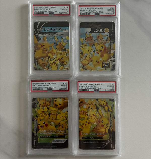 Pikachu V-UNION 25th Anniversary 4 Consecutive PSA10 Pokemon Card Japanese